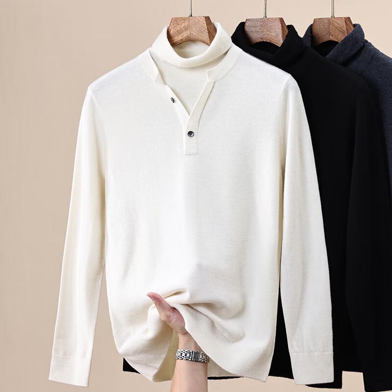 Hengyuanxiang Men's 100% Pure Wool Turtleneck Sweater