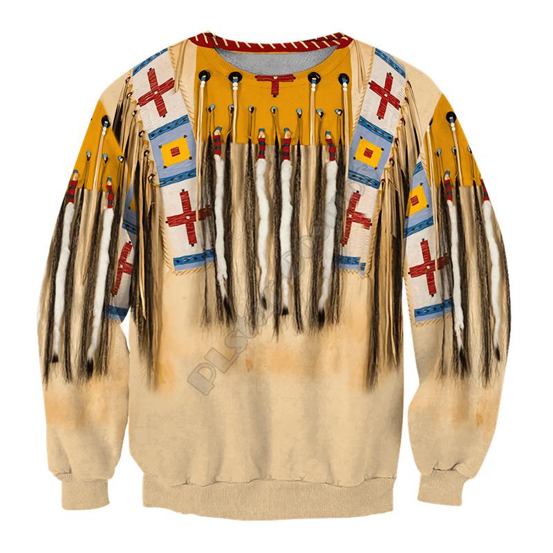 Frühlings Herren Sweatshirt Bequem und Lässig 3D Digital Indisch Bedrucktes Langarm Sweatshirt