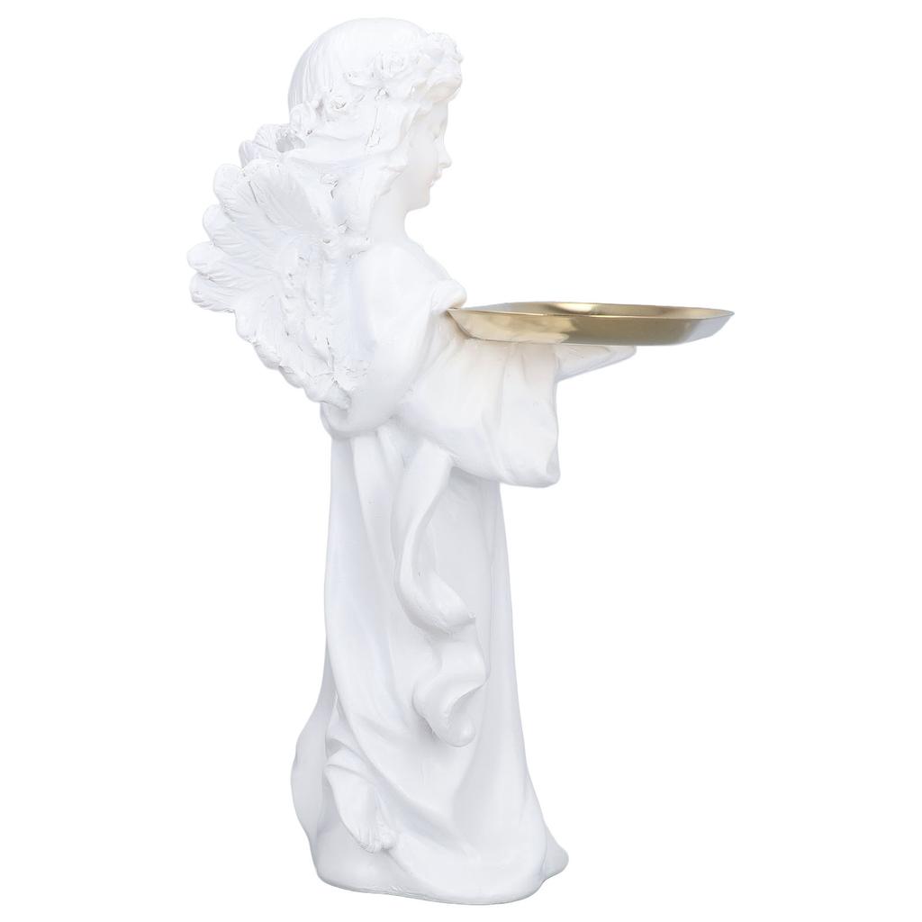 Engelfigur Synthetisches Harz Dekorative Schmuckaufbewahrung Engels-Skulptur mit Legierungsablage für