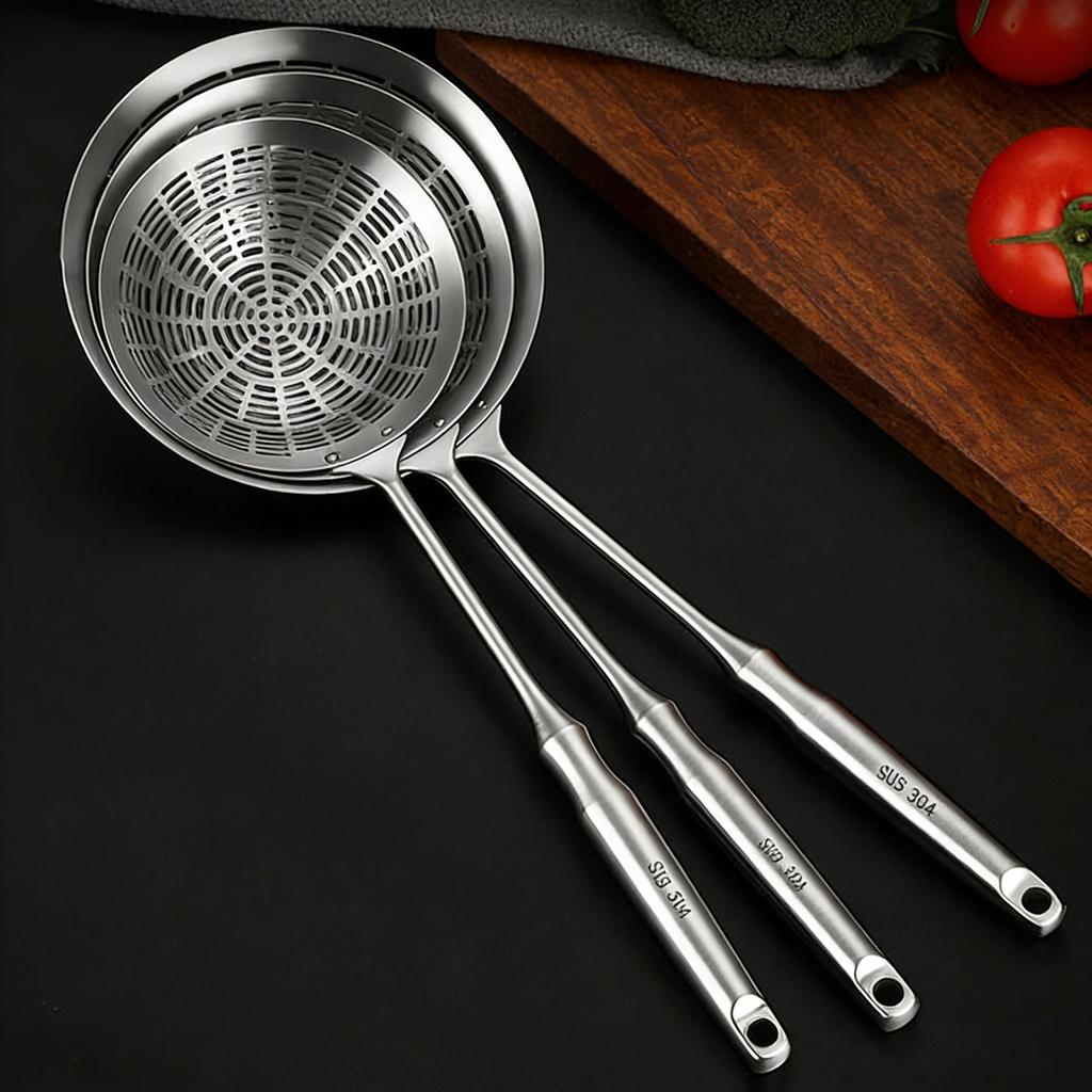 Premium 304 Nonrust Steel Slotted Spoon Strainer Cooking Skimmers Tool Perfect For Hot Pot Noodles And Deep Fryers Use