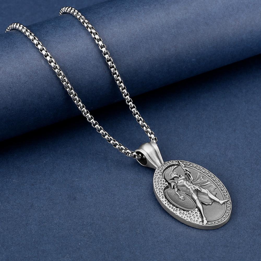 Gladiator Warrior Tag Necklace European and American Popular Vintage Sweater Chain Men's Accessories