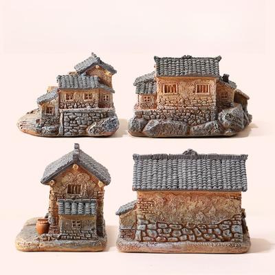 Mini-Haus Schreibtischbasteln Kreative Mikro-Landschafts-Ornamente Harz Haus Garten Landschaftsgestaltung Topfpflanze Bonsai Atmosphäre Dekoration