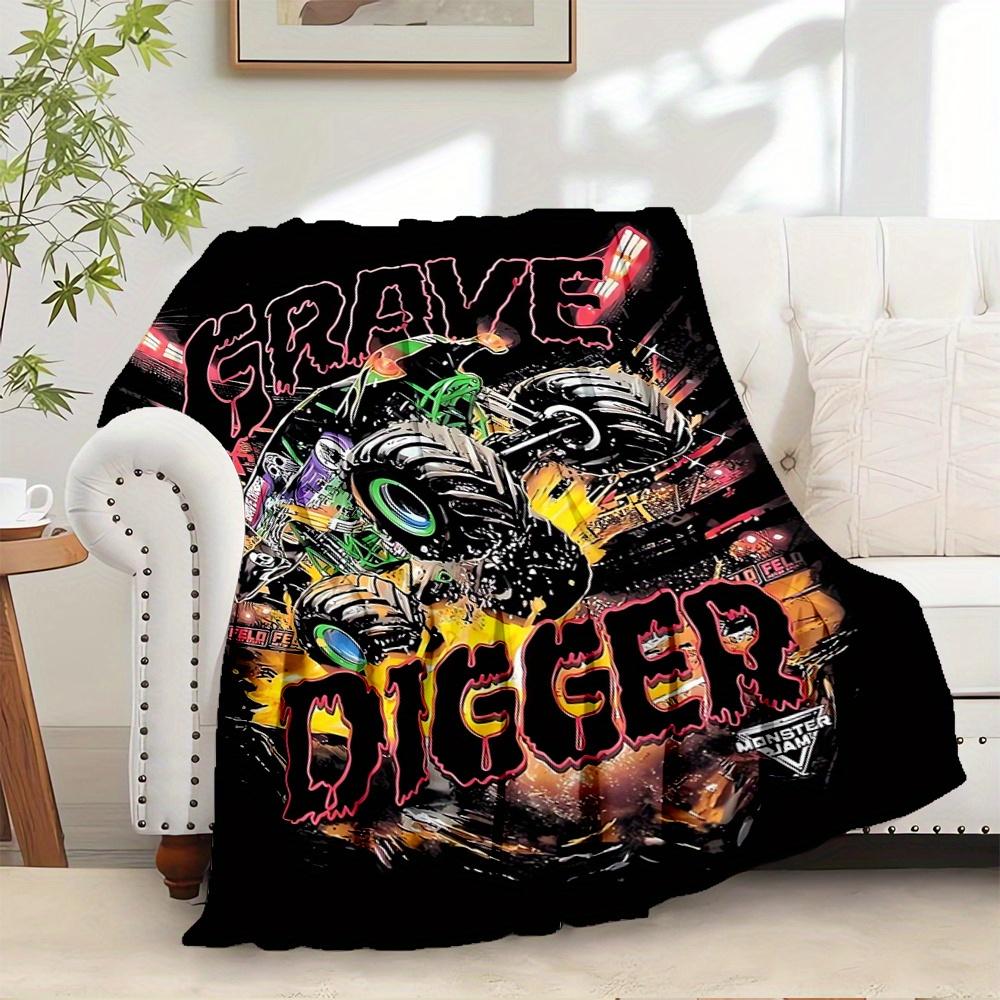 

For Monster Truck,Grave Digger,Monster Jam Themed Flannel Blanket, Glam Style, Digital Print, All Season Comfort, ,for Cozy Plush Flannel Cover169 80cm x 120cm