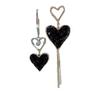 High-End Black Asymmetrical Heart Tassel Earrings - Love You Dangle Studs for Women