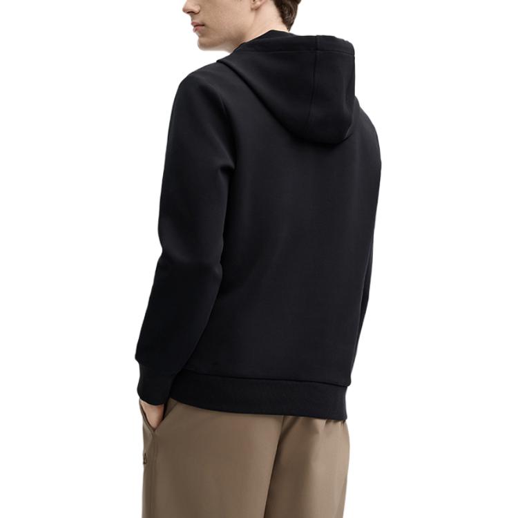 FILA Heritage Series Letter Print Cloud Riding Knit Hoodie Men hoodies Black F11M518212F-BK