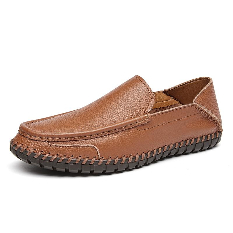 Fashion Brand Men'S Breathable And Anti Slip Loafers For Spring, New Men'S Comfortable Soft Soled Handmade Stitched Casual Shoes