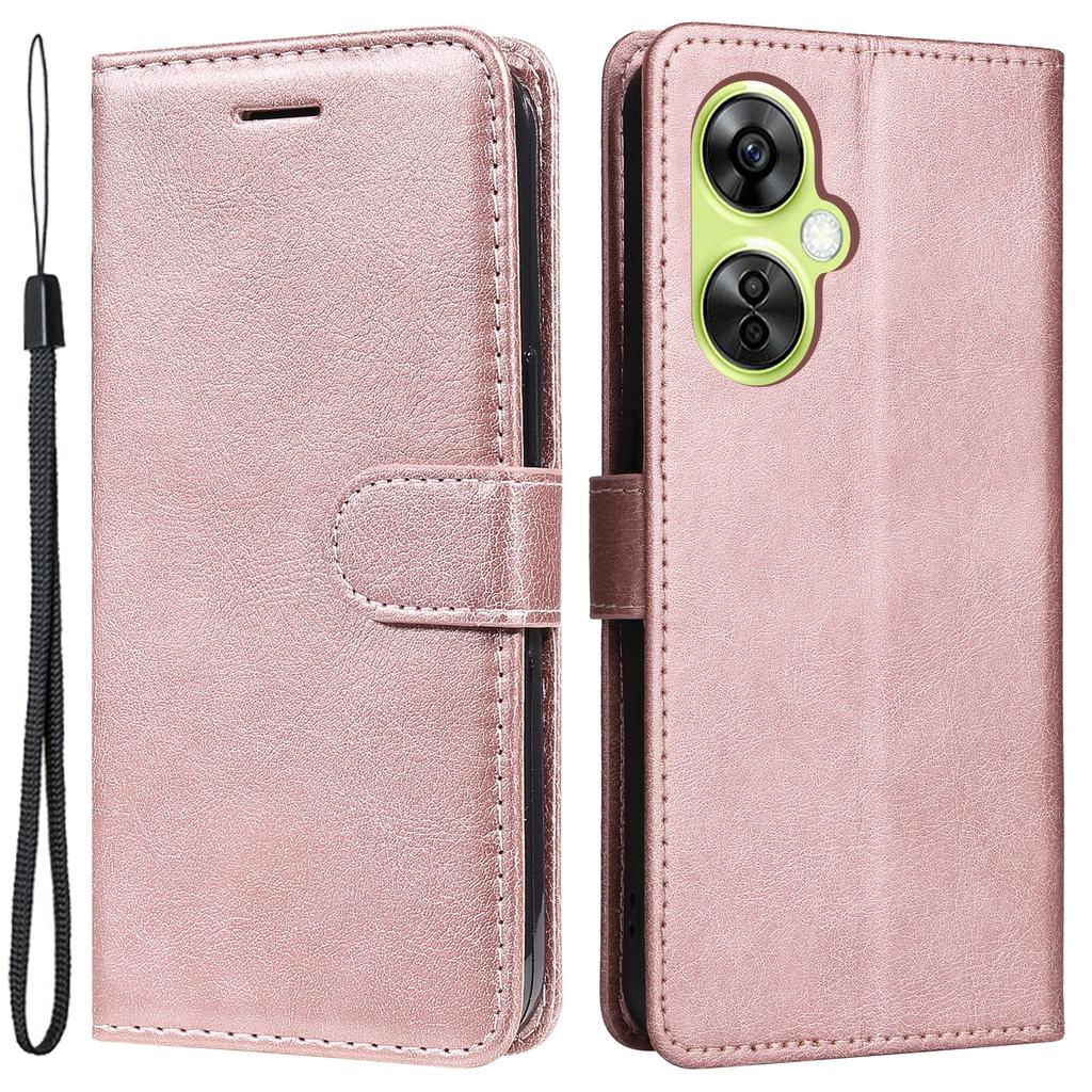 For OnePlus Nord CE 3 Lite 5G/Nord N30 5G Case Solid Color Leather Mobile Cover Wallet Stand with Strap