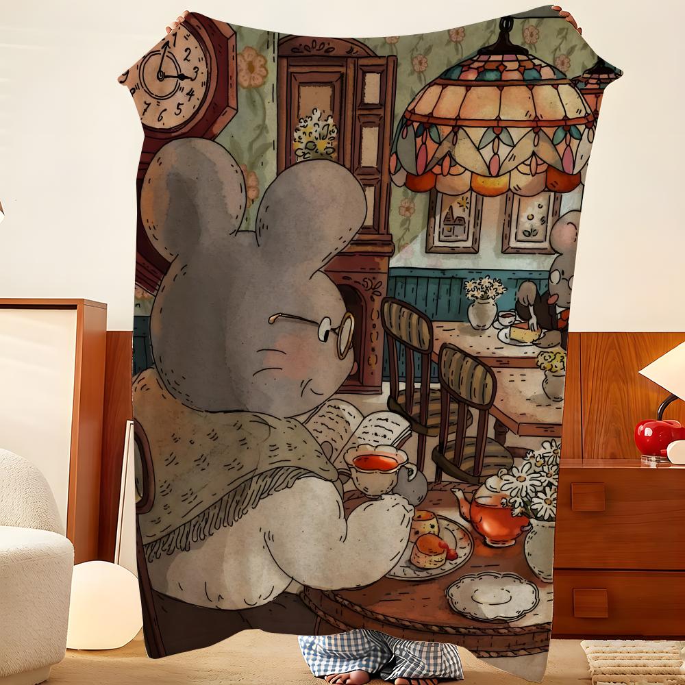 Art M-mimimi S-sticker Throw Flannel Throw Blanket, Lightweight Cozy, Durable Washable Cute Cool