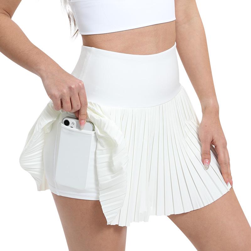

Плиссированная мини-юбка для йоги, тренировок, бега и гольфа – Дизайн против просвечивания для лета Large белый