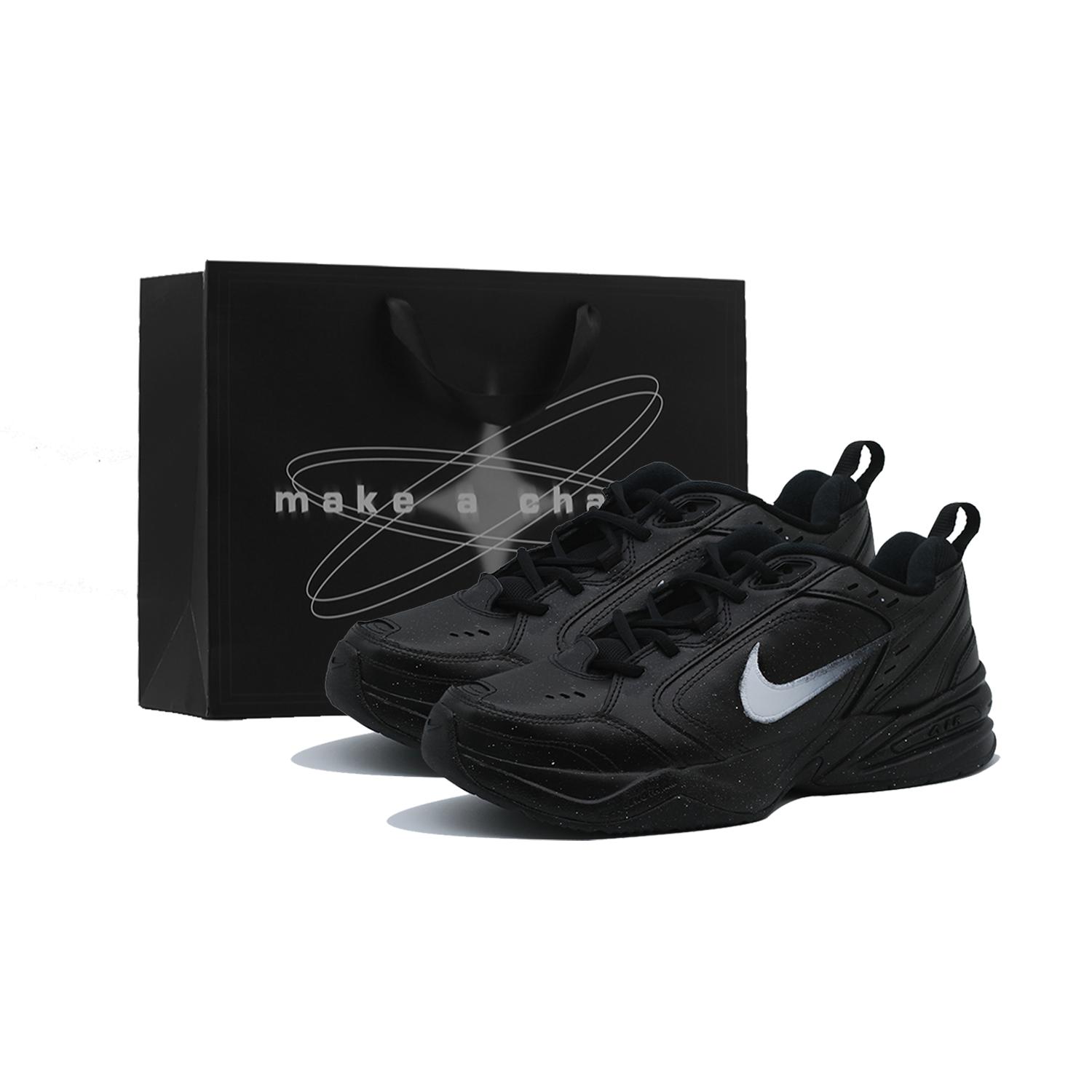 

Nike Air Monarch 4 Slip Resistant, Abrasion Resistant, Height Increasing Low top Chunky Sneakers Unisex Black White 415445-001(Team140-s-box) 40