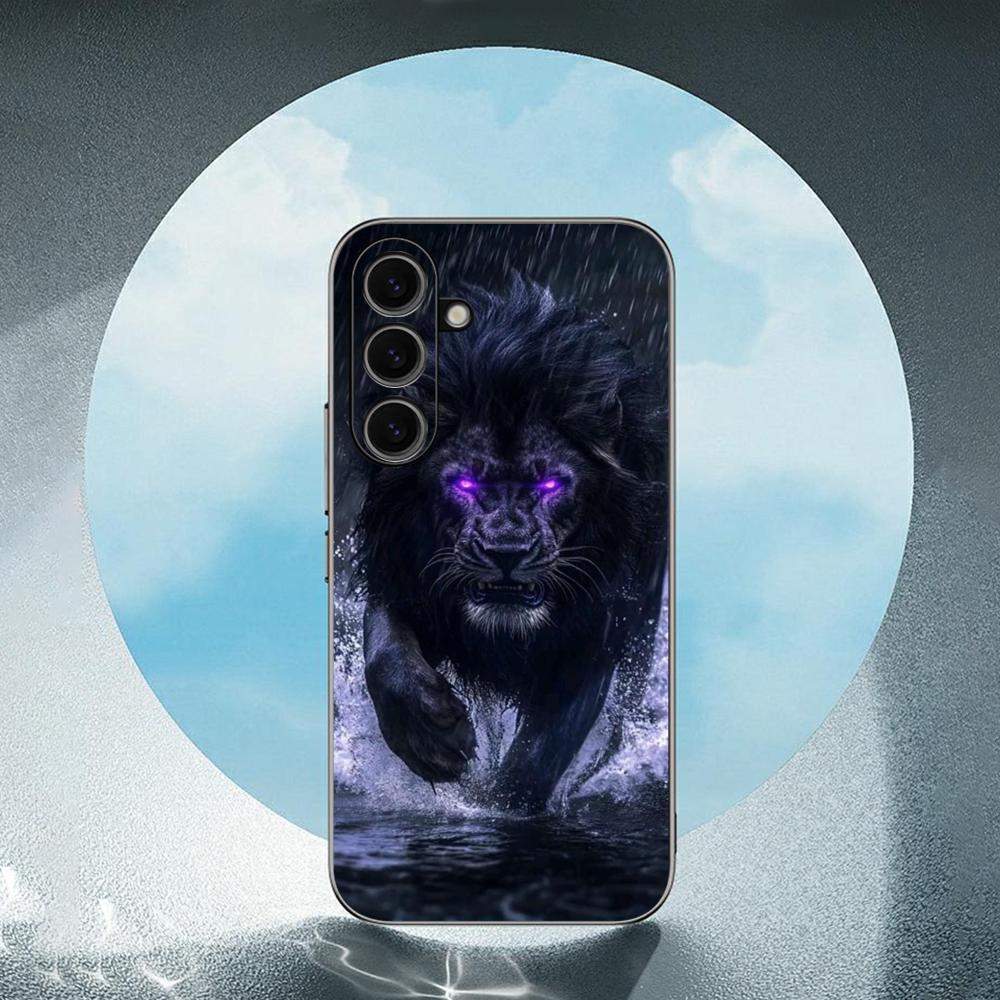 Coole Königslöwen-Mode-Muster-Design Handyhülle Für Samsung Galaxy S25 S24 S23 S22 S21 S20 Plus Ultra Note20 Weich Schwarz