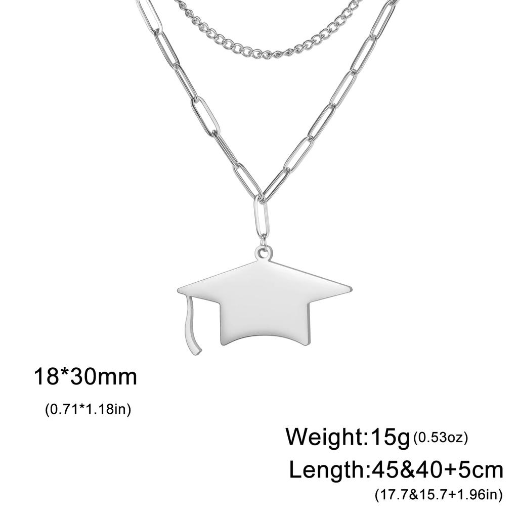 Cazador Graduate Hat Pendant Necklaces for Women Men Student Graduation Gift 2026 Stainless Steel Bachelor Cap Necklace Jewelry