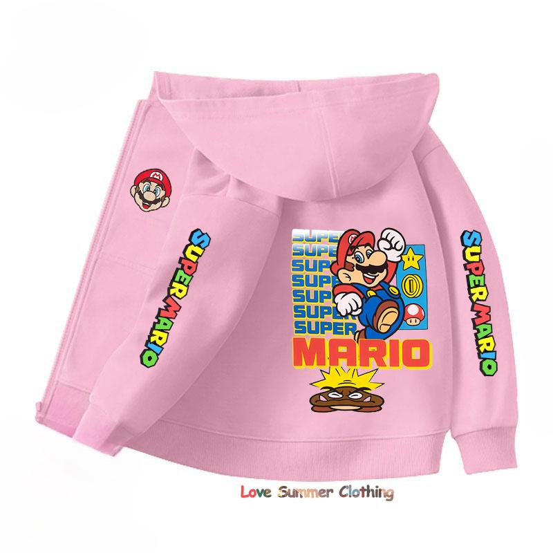 Mikina s kapucí na zip Kawaii Dětská Streetwear Mario Dětská mikina Mario Luis Zip Dětská mikina Dívčí Chlapecký top Mikina
