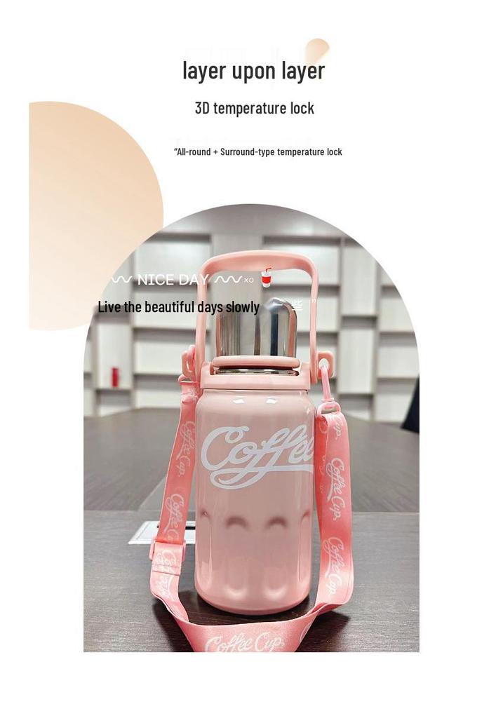 High-Capacity 316 Stainless Steel Thermos Cup, Coca-Cola Style, Portable Sports Water Bottle for Men & Women.