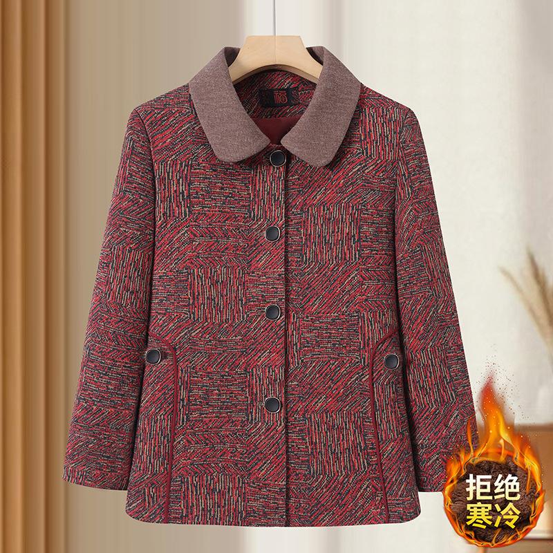 Autumn and winter lapel thick coat wife loose clothes old autumn clothes new old tops