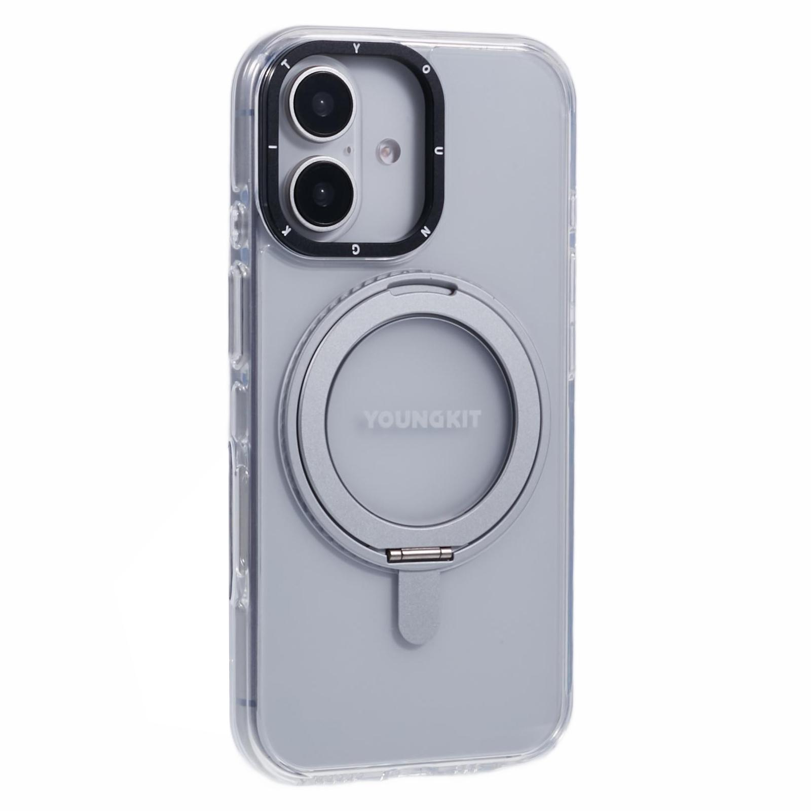 

YOUNGKIT For iPhone 16 Case Rotating Magnetic Kickstand TPU+PC Phone Cover A