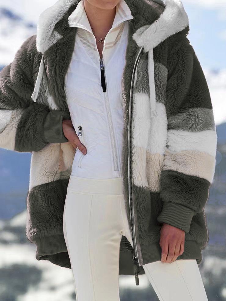 Women's Multi-Color Loose Plush Hooded Jacket for Autumn/Winter 2026