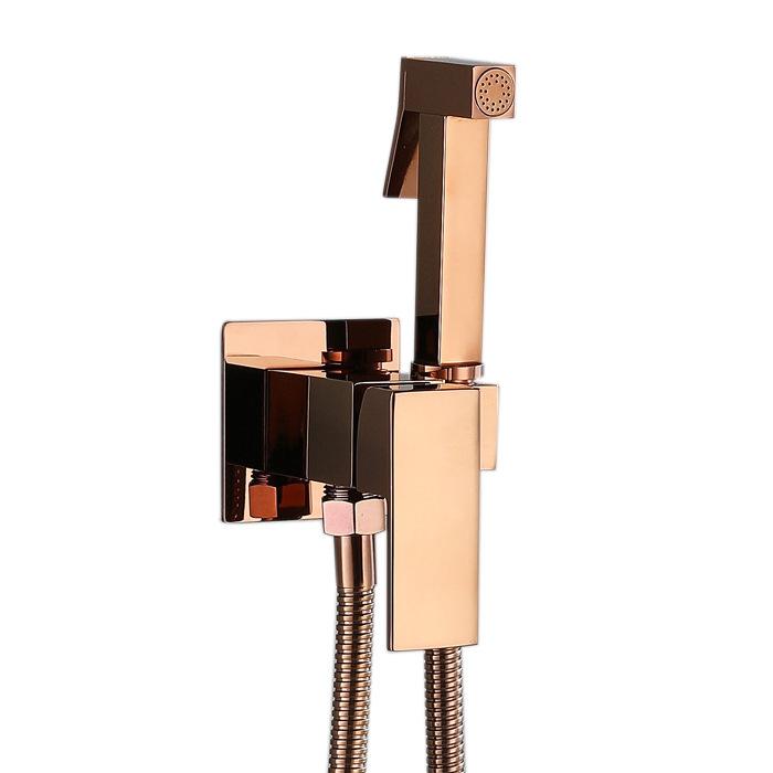 Matte Black Solid Brass (Copper Core) Handheld Bidet Sprayer - Wall-Mounted Health Faucet with Hose & Holder