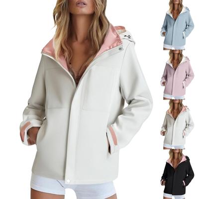 Damen Softshelljacke mit Reißverschluss, verstellbaren Bündchen, Windjacke, wasserdicht, mit Kapuze, Outdoor-Wanderoutfits