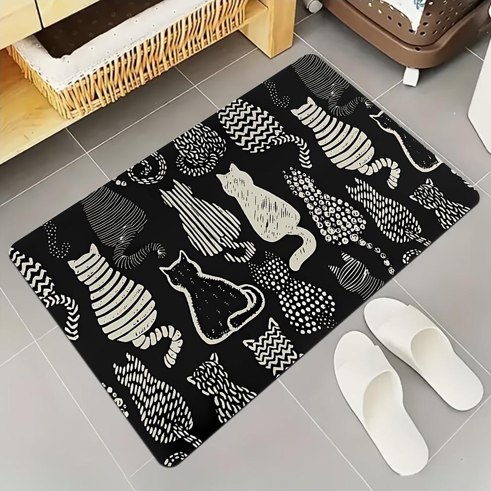 

Attractive Cat Silhouette Bathroom Carpet Kitchen Water-Absorbing And Dirt-Resistant Entrance Door Mat Home Decoration 40X60CM