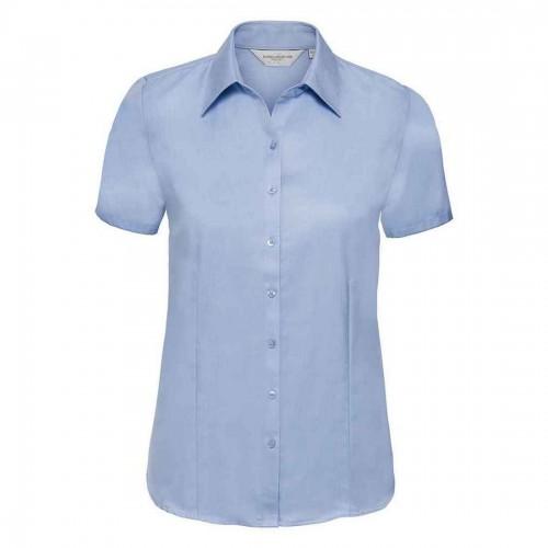 Russell Collection Womens/Ladies Herringbone Tailored Short-Sleeved Shirt
