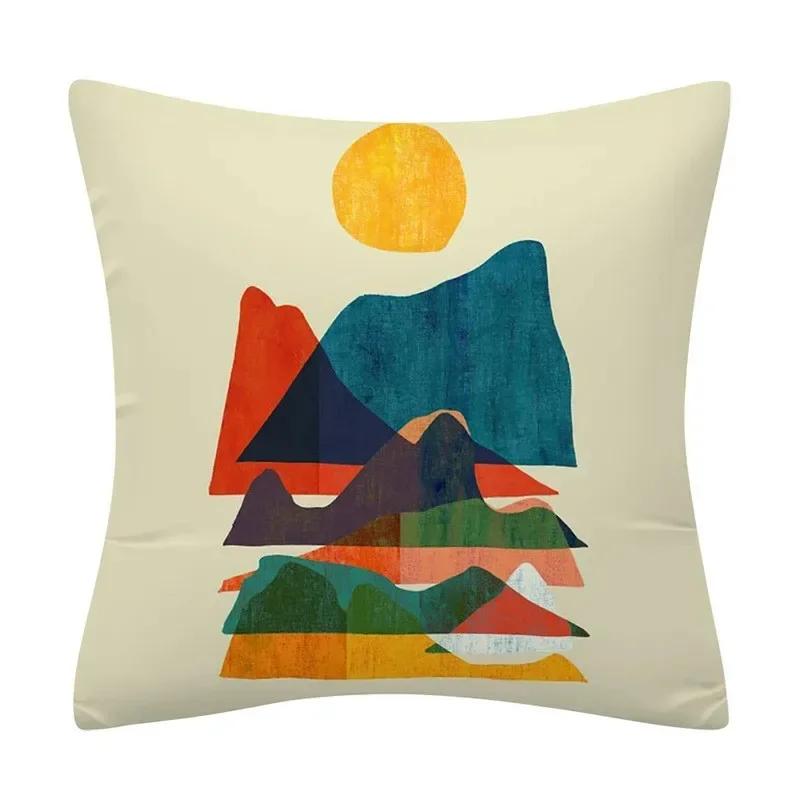 Color Geometric Crayon Painting Series Pattern Cushion Cover Decoration Chair Sofa Pillow Cover Home Decoration Pillow Cover