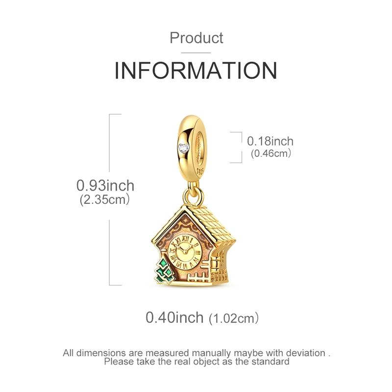 Original Copper Charm Bead Openable Gold Cuckoo Clock Pendant Fit Original Bracelets Necklace Diy Accessories