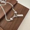 S925 Sterling Silver Niche Design Side Necklace Korean Fashionable Texture Simple Personality Collarbone Chain