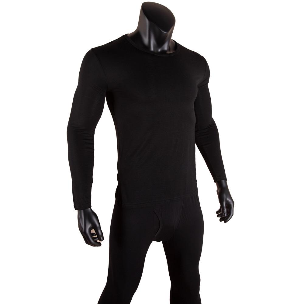 Men's Modal Cotton Long Sleeve Thermal Underwear Set - Lightweight Round Neck Base Layer for Autumn & Winter