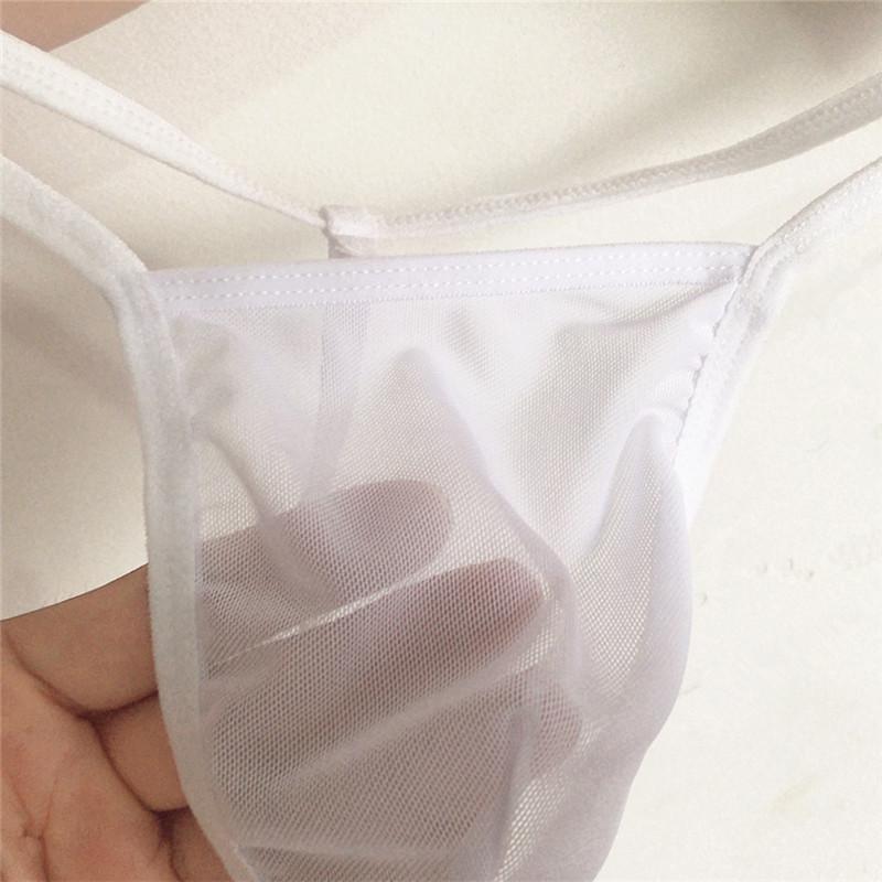 Tentația Cireșei Chiloți Tangas Sexy din Plasă pentru Bărbați cu Bandă Elastică în Talie.