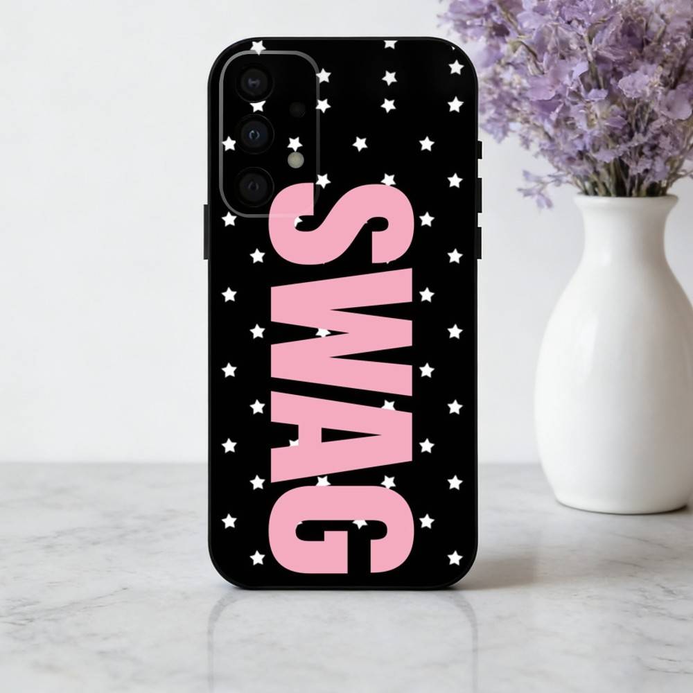 

C-Clmj L-Leopard P-Print SWAG Phone Case For Samsung Galaxy A73,A72,A71,A70,A53,A52,A51,Soft Silicone Black Cover Samsung a13 5g