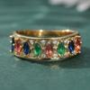 Gorgeous Inlaid Red Green Blue CZ Women's Ring Trendy Gold Color Geometry Daily Wear Party Jewelry Anniversary Gift