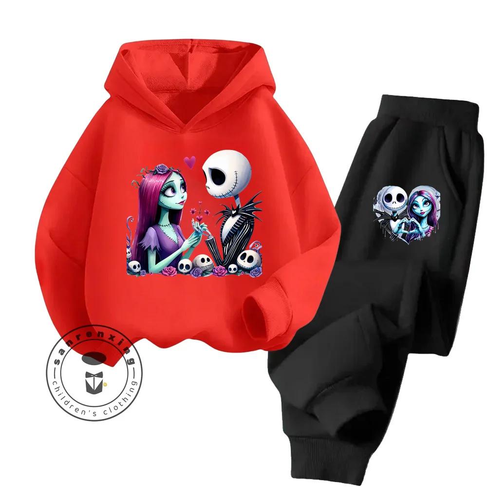 The Nightmare Before Christmas Long Sleeve Fashion Tops Suitable for Kids Soft Touch Elegant Design Hoodie Set