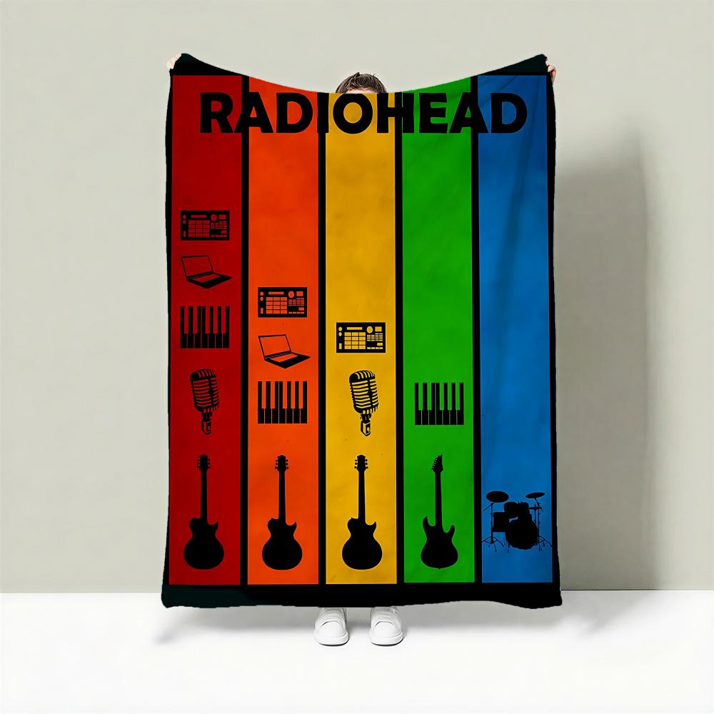 Band R-Radiohead Throw Lightweight 240g Flannel Blanket Soft Skin-friendly for Summer Cooling 75X95CM