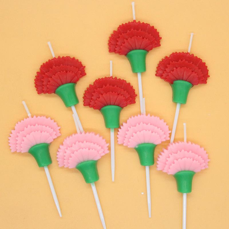 New Flower Birthday Cake Candle 4-pack Simulated Carnation Party Decoration Fan-shaped Flower Holiday Candle