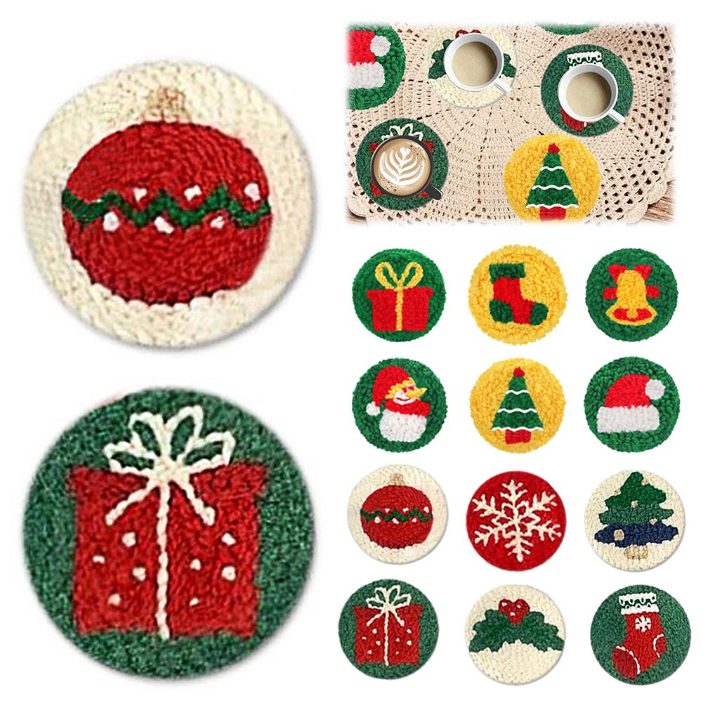 Punch Needle Coaster Kit 6PCS Easy DIY Punch Needle Embroidery Kit For Beginners Adults Kids Coaster Holder Art Craft Suppl G1T1