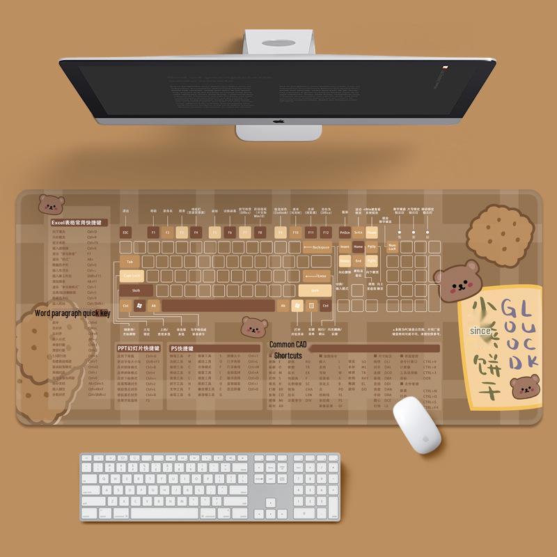Extra Large Cartoon PS Hotkeys CAD Mouse Pad - Non-Slip Desk Mat for Keyboard & Laptop