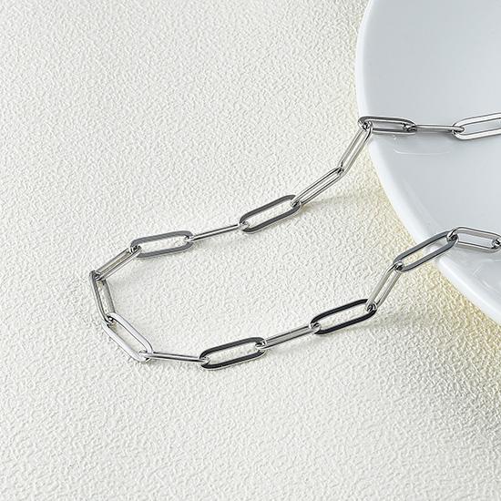 4mm Wide Dainty Stainless Steel Neck Chain Paperclip Necklace for Women Men Gold/Silver Choker Metal Jewelry Collar Gift