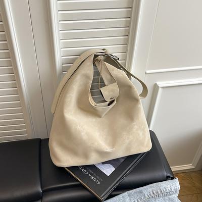 Sac fourre-tout vintage simple et polyvalent pour femme Tendance Sac à bandoulière décontracté texturé coréen Sac composite spacieux pour les trajets quotidiens et le shopping