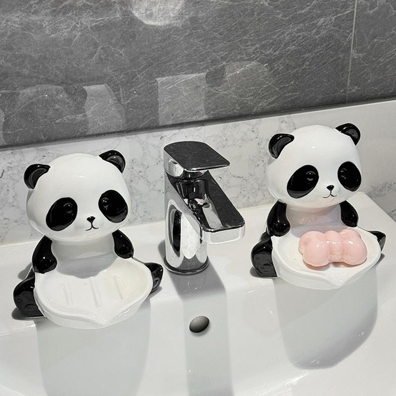 Creative Panda Drain Soap Box with No Water Accumulation Soap Box Standing No Punching Bathroom Toilet Soap Dish Home Use