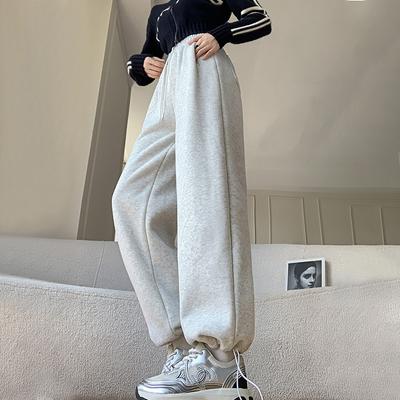 Lamb Wool Sweatpants Women's Winter New Straight Wide-leg Pants Small Casual Loose and Thin Sweatpants