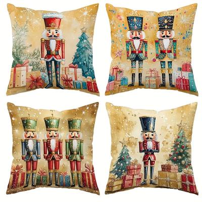 Christmas Nutcracker-Printed Pillowcases: Festive Decor for Your Holiday Home Sofa Room Cushion Cover Home Decoration Gift