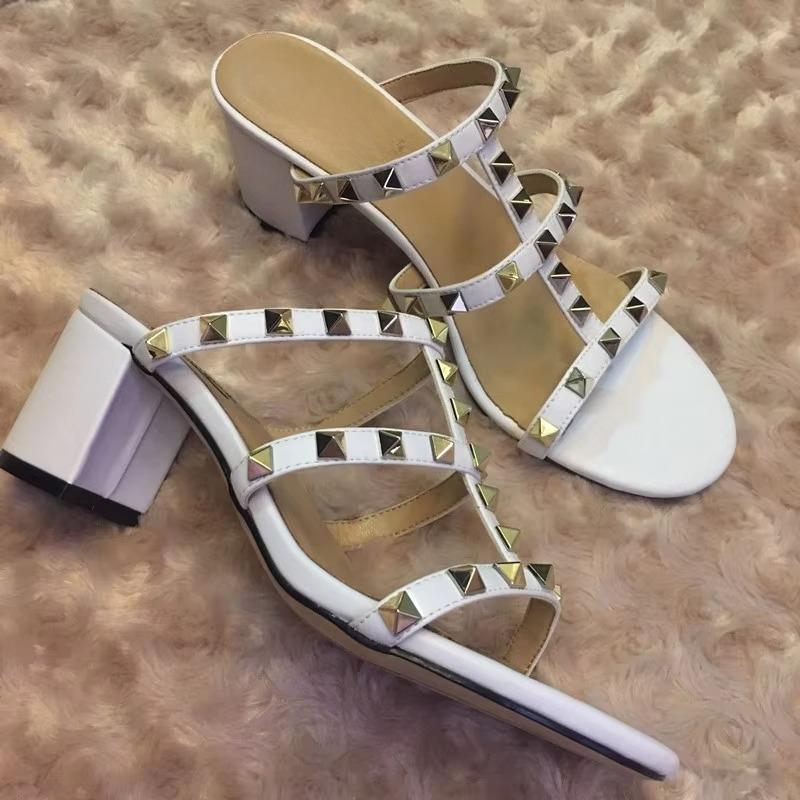 Fashion Women Slippers Open Toe Sandals High Heels Shoes Woman Summer 2025 Trend Elegant Pumps Dress Shallow Chunky Zapatillas De Mujer