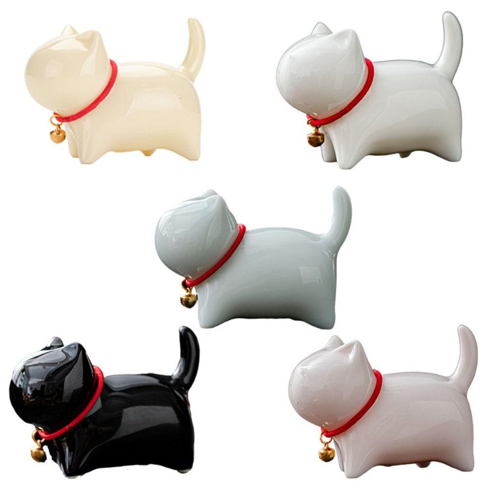 Luxury Style Lucky Cat Bell  Figurines Ceramics Animal Feng Shui Decor  Office Accessories