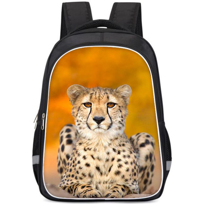 Large Capacity Lightweight Oxford Cloth Backpack For Kids School Leopard Print