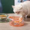 Elevated Cat Bowl Anti-Tip Plastic Raised Pet Feeding Dish With Tilted Edge Neck Protection Kitty Food Bowl