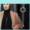 Elegant Geometric Long Crystal Pendant Necklace Fashionable Titanium Steel Jewelry Accessory