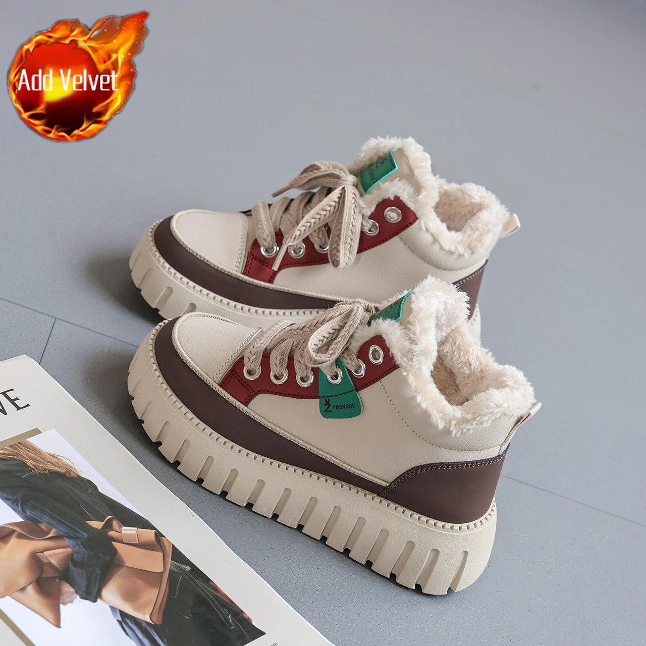 

Кроссовки женские спортивные зимние ботинки на толстой подошве с теплой платформой женские туфли Gyaru Winter 2024 Novelty Padded Boot High Quality 39 40
