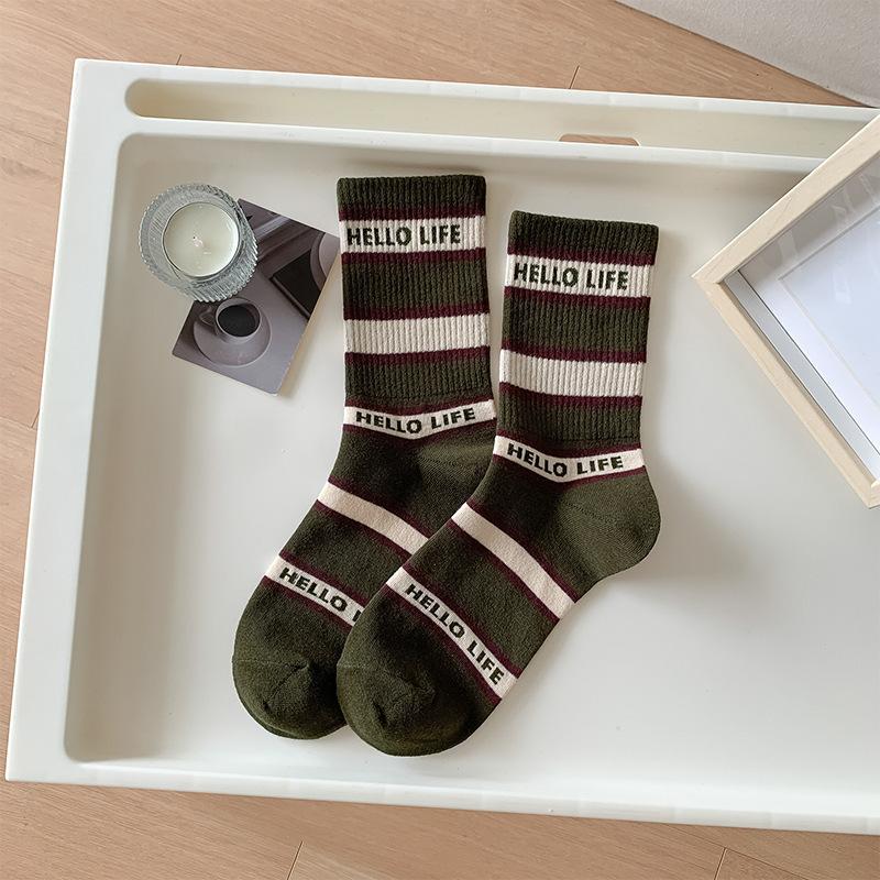 Ladies Spring and Autumn Trend Casual Cartoon Bear Preppy Sports Tube Socks