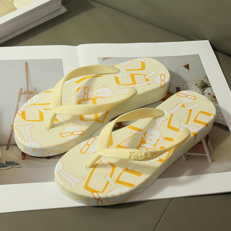 

Шлепанцы женские летние студенческие повседневные с принтом верхняя одежда средний каблук нескользящая мягкая подошва пляжные тапочки 40 жёлтый